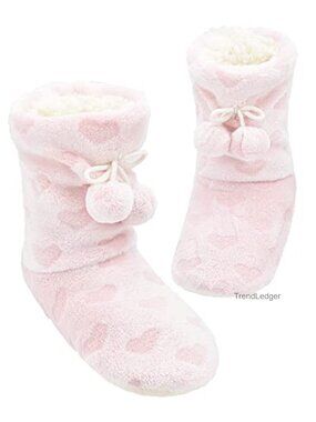 Womens Fuzzy Slipper Socks Microfiber Non-Slip Sole Cozy Winter House Slippers